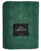 Kocyk ażurowy zygzak leśna zieleń LL7316-Lullalove, kocyki dla dzieci