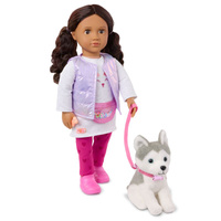 Lalka Estella 46cm i maskotka piesek Husky z akcesoriami Our Generation BD31707Z