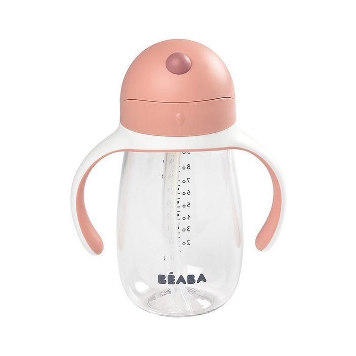 Kubek niekapek Butelka tritanowa ze słomką 300 ml old pink Beaba 913480