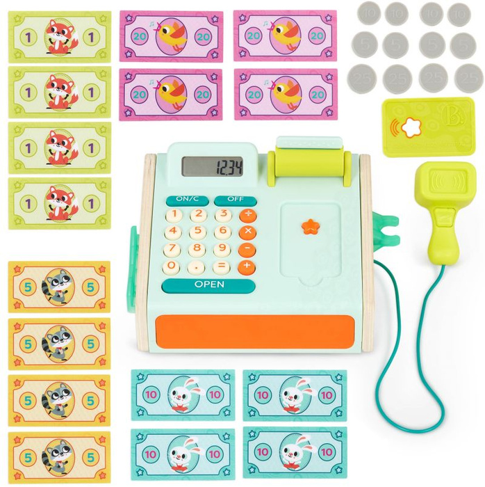 Kasa fiskalna ze skanerem i czytnikiem kart płatniczych Mini Cashier Playset B.Toys BX1934Z zabawy dla dzieci