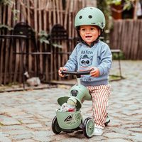 Zestaw SCOOTANDRIDE Kask + Highwaykick1 2w1 jeździk i hulajnoga z zamykanym schowkiem Green Lines