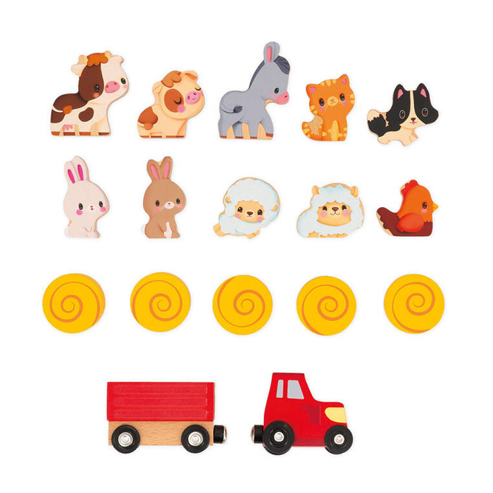 Drewniana farma z otwieranym dachem i figurkami Janod J03318 zabawki edukacyjne