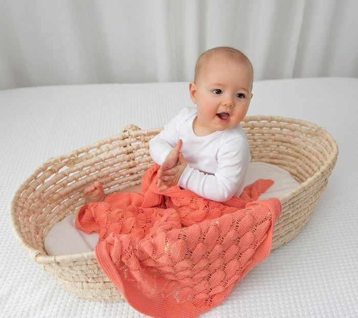 Kocyk ażurowy Boho koral LL5787-Lullalove, kocyki dla dzieci