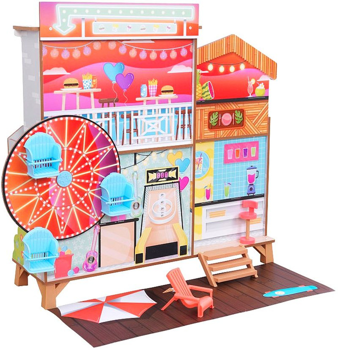 Dwustronny domek dla lalek z diabelskim młynem Fun Beach House KidKraft KK20053