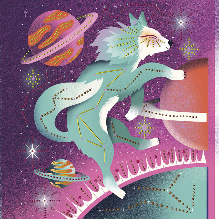 Zestaw kreatywny z farbkami Malowanie kropkami Puentylizm 3D Kosmiczne zwierzęta Janod J09168