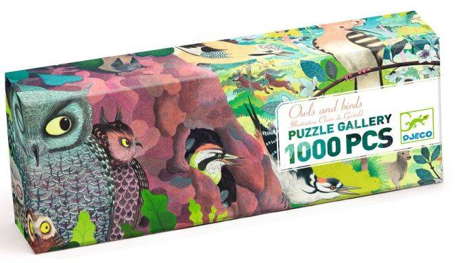 Puzzle tekturowe Sowy i Ptaki 1000 el Gallery DJ07644-Djeco, układanki i puzzle dla dzieci