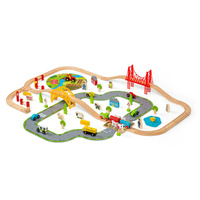 Kolejka drewniana z drogami, BJT021-Bigjigs Rail