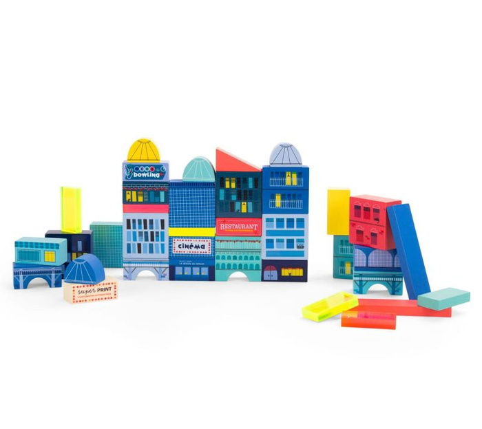 Klocki drewniane z elementami fluorescencyjnymi Miasto Moulin Roty 725100