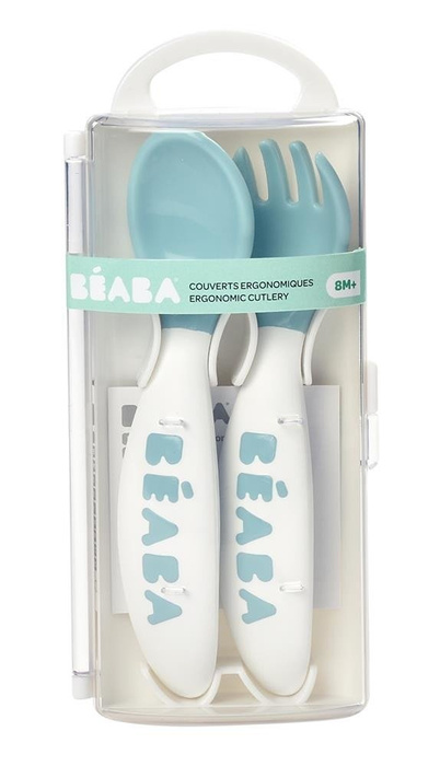 Beaba Sztućce plastikowe w etui blue 913398- Beaba, sztućce dla dzieci