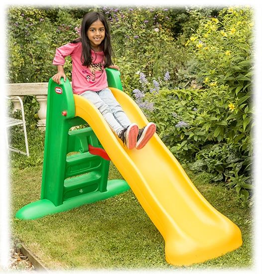 Duża Zjeżdżalnia Little Tikes 4263 słoneczne Kolory do ogrodu bezpieczny Ślizg 150 cm dla najmłodszych dzieci