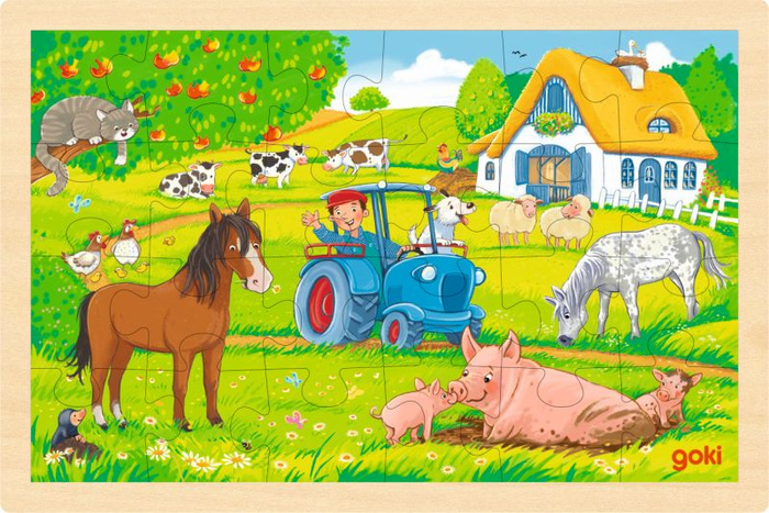 Puzzle drewniane 24 elementy Farma Goki 57317