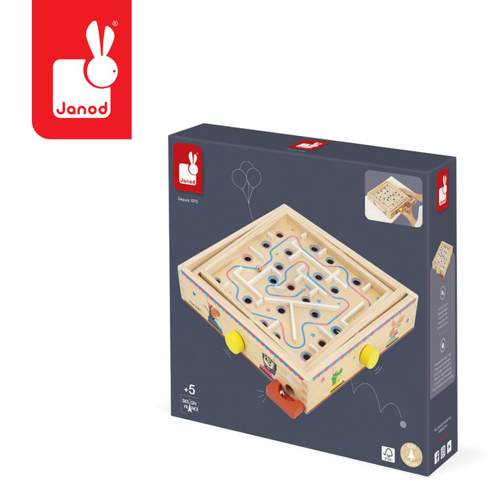 Gra zręcznościowa Labirynt Ball Maze Applepop Janod J03371 drewniane zabawki dla dzieci