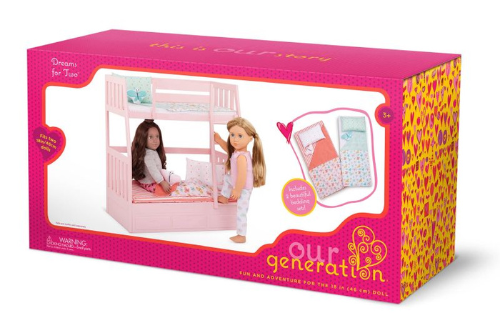 Łóżko piętrowe dla lalek Pościel z motylkami Dreams for Two Our Generation BD35378Z