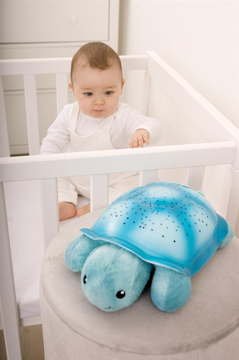 Lampka nocna z projekcją świetlną Cloud b® Twinkling Twilight Turtle™ Aqua CLTT-7323-T2 Żółw niebieski dla najmłodszych