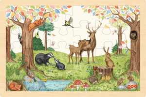 Puzzle drewniane 24 elementy Na polanie Goki 57308
