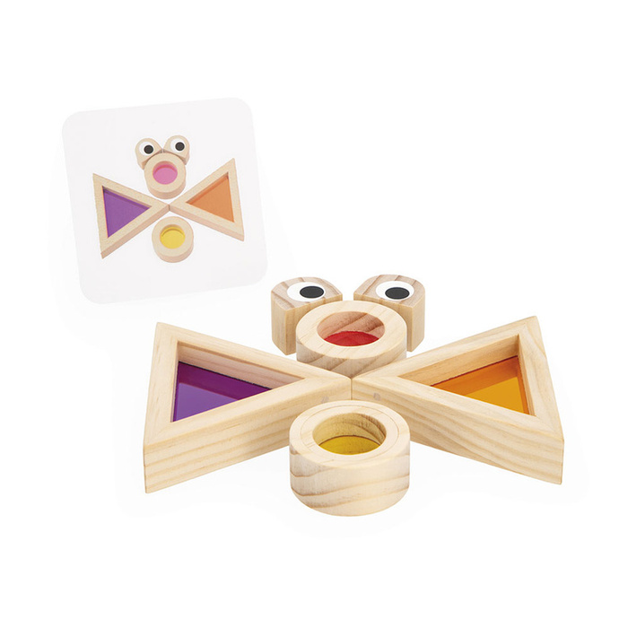 Klocki drewniane przeźroczyste kolorowe sensoryczne Janod J05306