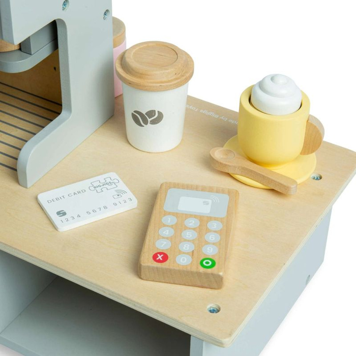 Kawiarnia dla dzieci z wyposażeniem 32 elementy Bigjigs 37082 Drewniane zabawki dla dzieci