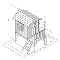 Niebieski Domek na palach AXI C050.002.81 ze zjeżdżalnią 118 cm do aktywności na świeżym powietrzu