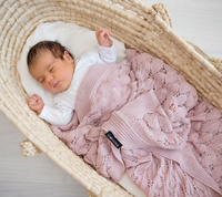 Kocyk ażurowy Boho pudrowy róż LL5824-Lullalove, kocyki dla dzieci