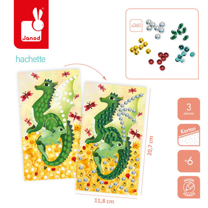 Zestaw kreatywny ozdabianie Cekinami Smoki Janod J07921