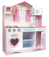 Duża kuchnia drewniana Płomienne serce - kuchnie dla dzieci