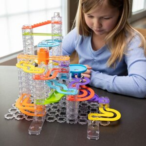 Kulodrom Trestle Tracks Deluxe Zestaw Konstruktorski 124 elementów Fat Brain Toys FA313-3 labirynt dla kulek