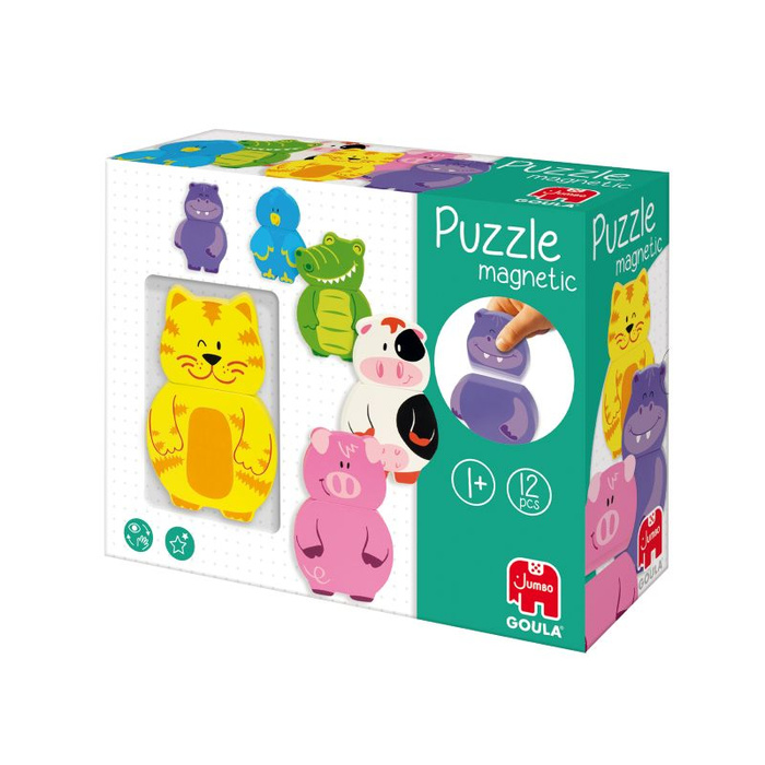 Układanka magnetyczna dla dzieci Zwierzątka Goula 55234 drewniane układanki dla dzieci