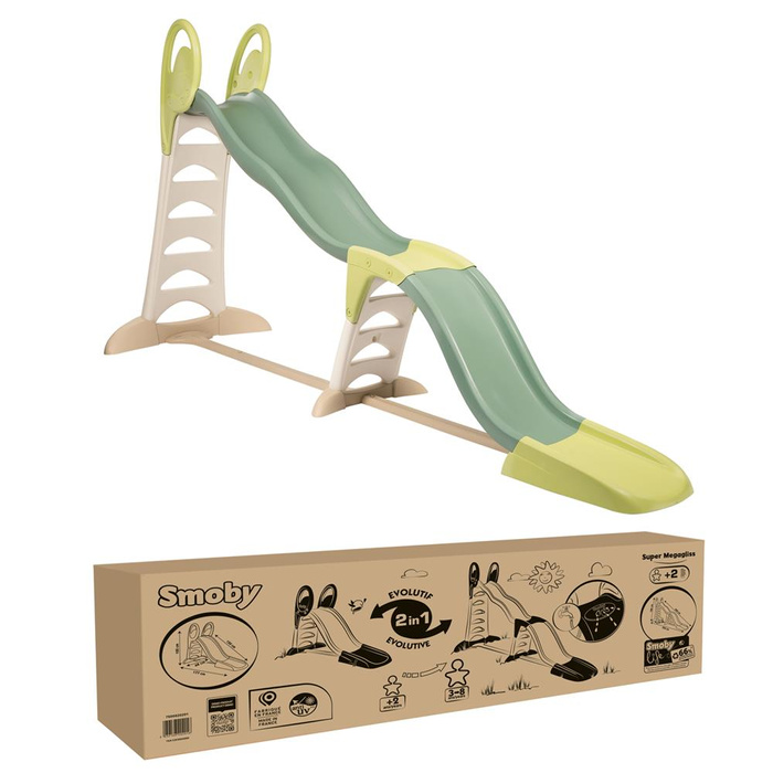 Zjeżdżalnia MEGAGLISS 2w1 Smoby 820201 modułowa i bezpieczna Ślizgawka ogrodowa dla dzieci