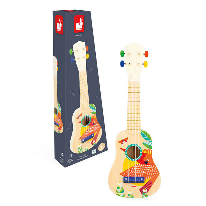 Drewniane ukulele Gioia zabawka rozwijająca słuch J07652 Janod