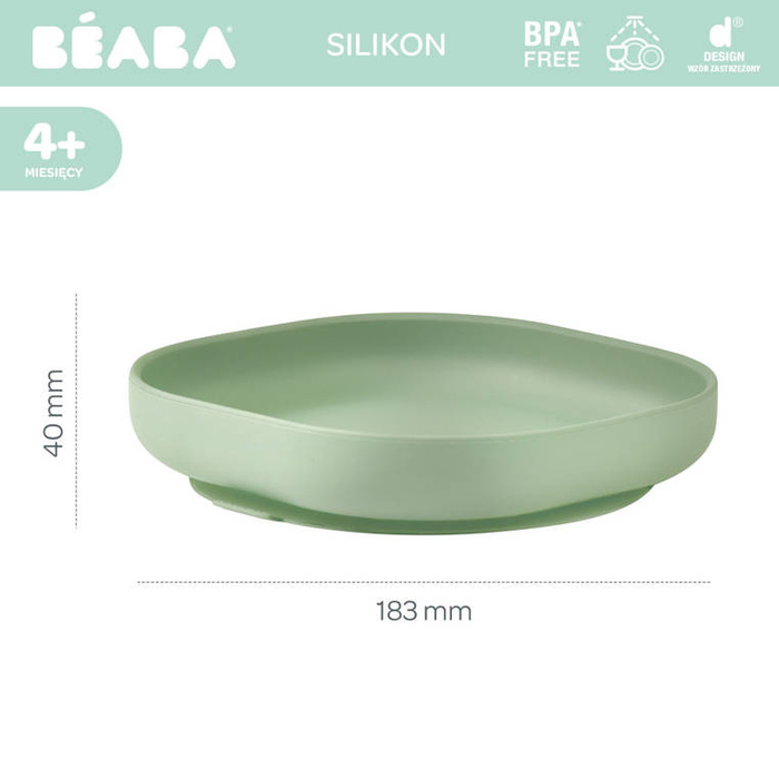 Silikonowy talerzyk z przyssawką sage green Beaba 913551