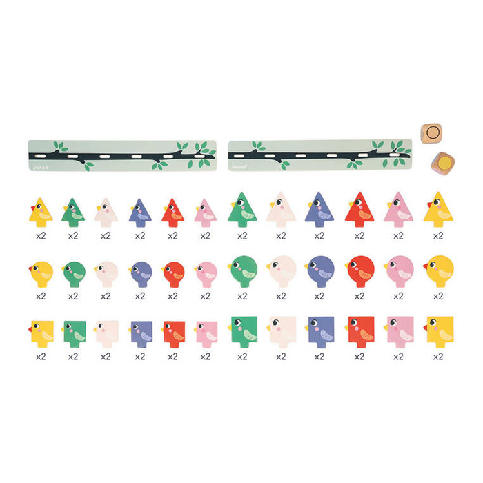 Układanka drewniana sortowanie kolorów i kształtów Ptaki J05089 Janod