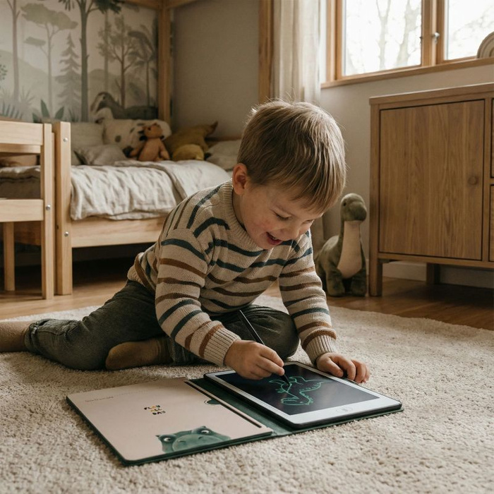 Tablet graficzny dla dzieci z kartami pracy do rysowania KidBook Dino Kidinex