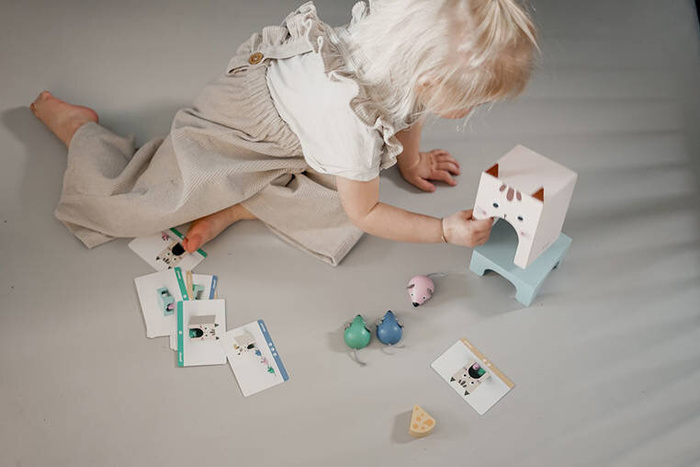 Drewniana układanka Orientacja w przestrzeni Kot i mysz J05078 Janod