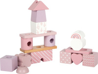 Klocki dla dzieci układanka na drewnianych palikach Różowy domek Small Foot 12713 