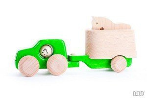 Samochód Toyota z przyczepką dla konia, 46450-Bajo, zabawki drewniane