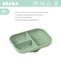 Silikonowy trójdzielny talerz z przyssawką Sage green Beaba 913549