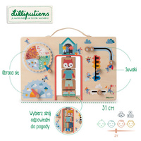 Drewniana tablica manipulacyjna walizka Ubranie na każdą pogodę Lisiczka Alice Lilliputiens 83556