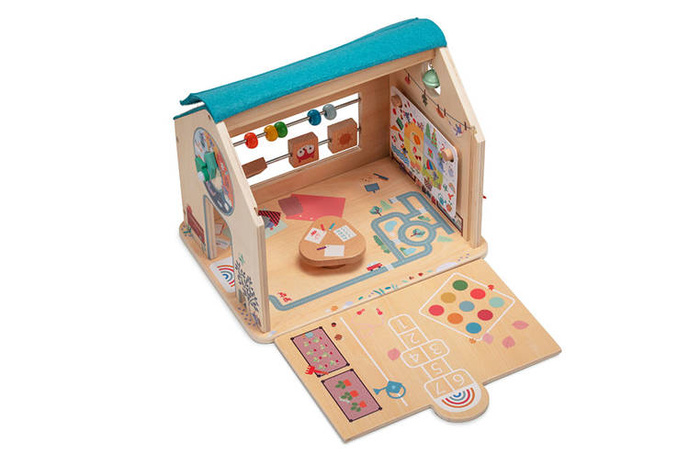 Drewniana wielofunkcyjna rozkładana Szkoła z 3 figurkami i akcesoriami 83422 Lilliputiens