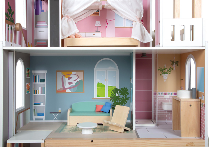 Domek dla lalek z wyposażeniem 3 piętrowa Dream Villa XL winda i balkon Small Foot 12730