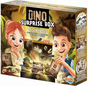 Pudełko 25 niespodzianek z dinozaurami Buki 2135 – zabawa i nauka