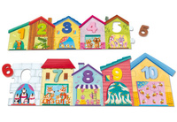 Puzzle dla dzieci domki i cyferki 1-10 Goula 55260 Nauka przez zabawę