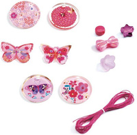 Drewniany zestaw do tworzenia biżuterii Motyle DJ09857-Djeco, biżuteria dla dzieci 