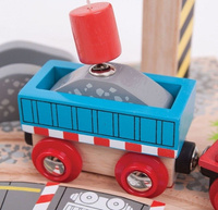 Załadownia żwiru z dźwigiem magnetycznym, BJT253-Bigjigs Rail, kolejki drewniane
