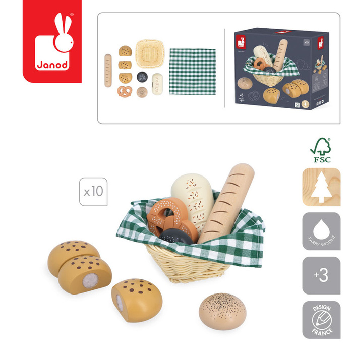 Koszyk z pieczywem z drewna Shiny Grandma Janod J06645