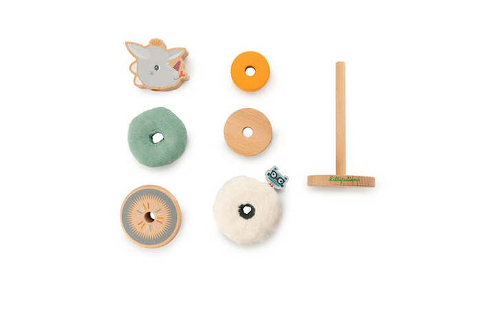 Drewniana układanka piramida z miękkimi elementami Smok Joe 83472 LILLIPUTIENS