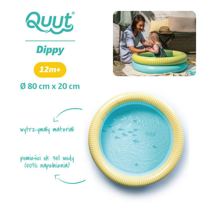 Dmuchany basen dla dzieci na plażę lub do ogrodu 80cm Dippy Banana Blue Quut 172710