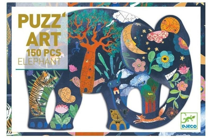 Puzzle dla dzieci Niebieski słoń 150 el., DJ07652-Djeco, puzzle tekturowe