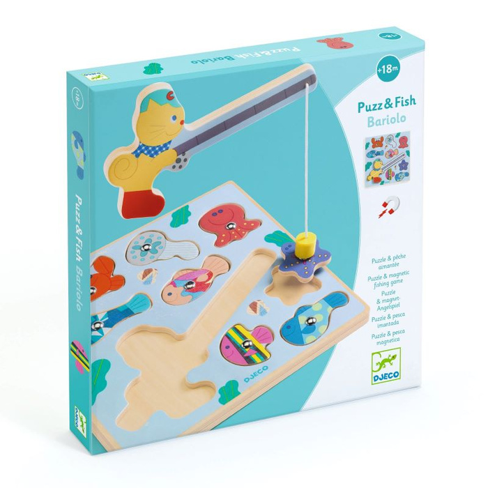 Układanka drewniana 2w1 puzzle i łowienie rybek Bariolo Djeco DJ01082