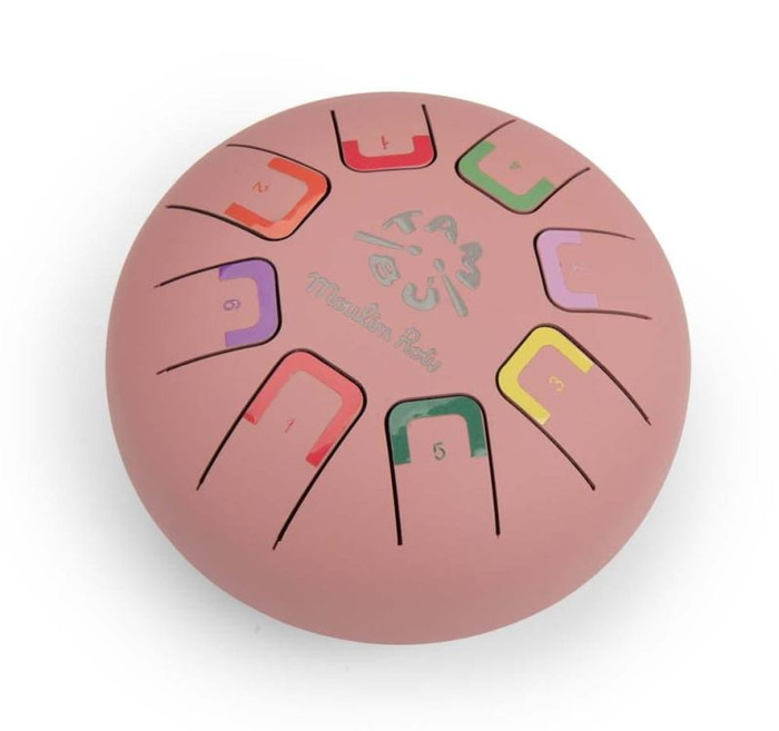 Bębenek językowy różowy Apres La Pluie Moulin Roty 715235 instrumenty dla dzieci