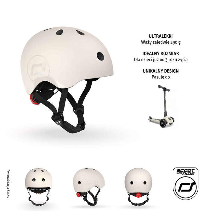Scoot and Ride Zestaw Kask i Ochraniacze Ash S-M dla dzieci 3+ do bezpiecznej jazdy